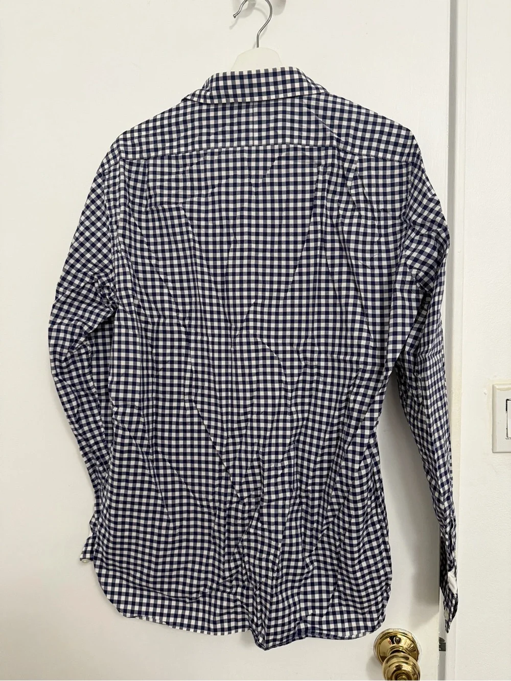 J. Crew Navy and White Gingham Button-Down Shirt